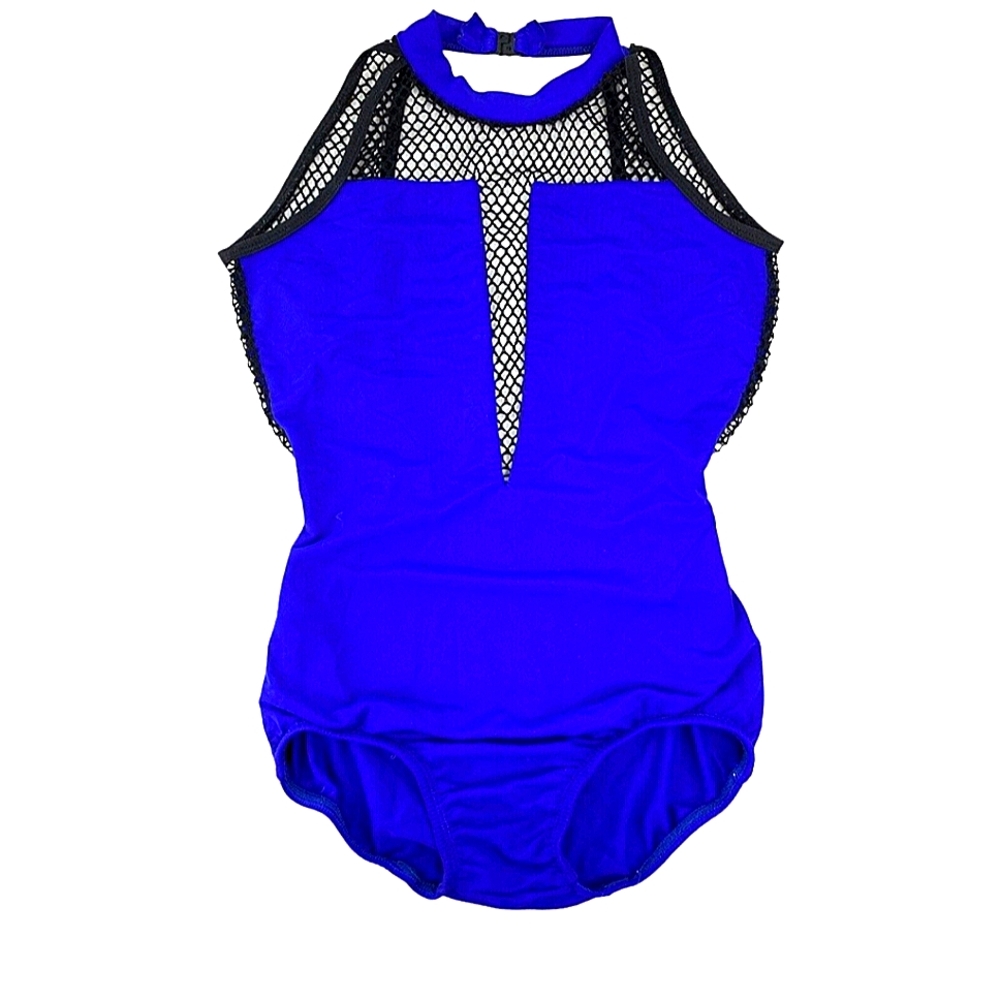 Deep V Meshcut Fishnet Leotard XXS